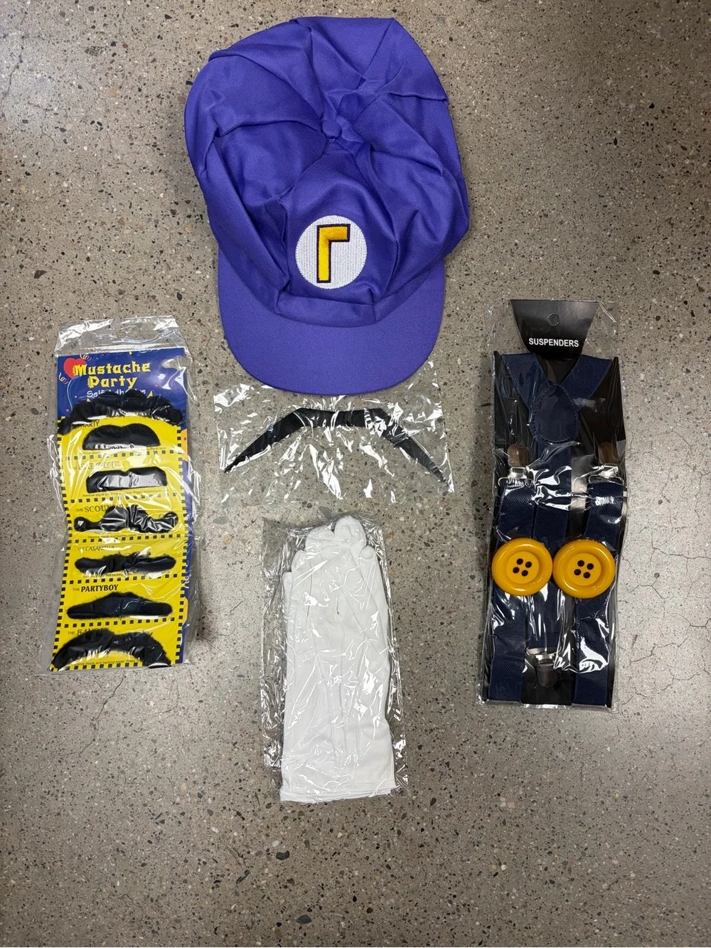 Mario Waluigi Purple Kids Costume Cap with Yellow accents